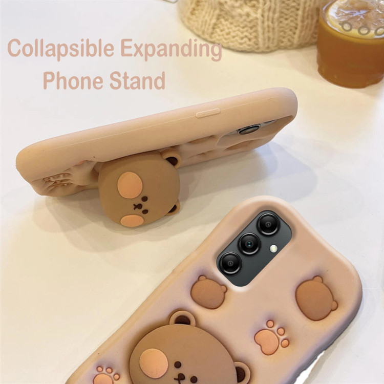 قاب فانتزی سیلیکونی کرمی طرح سهبعدی خرس برای سامسونگ S23 FE - Samsung Galaxy S23 FE 3D Bear Case