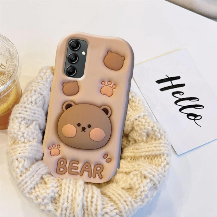 قاب فانتزی سیلیکونی کرمی طرح سهبعدی خرس مشترک سامسونگ A35 و A55 - Samsung Galaxy A35 A55 3D Bear Case
