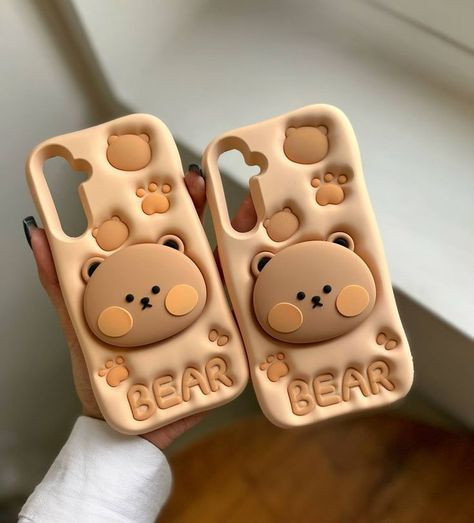 قاب فانتزی سیلیکونی کرمی طرح سهبعدی خرس مشترک سامسونگ A35 و A55 - Samsung Galaxy A35 A55 3D Bear Case