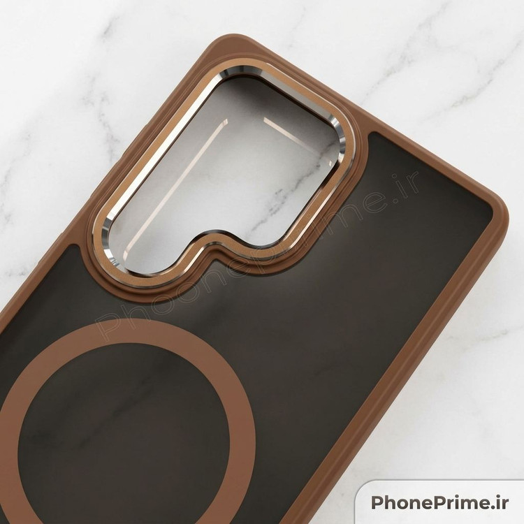 قاب محافظ پشت مات مگسیفدار رنگ صحرا با فریم دوربین فلزی برای سامسونگ S25 Ultra - Samsung Galaxy S25 Ultra Desert Matte Case
