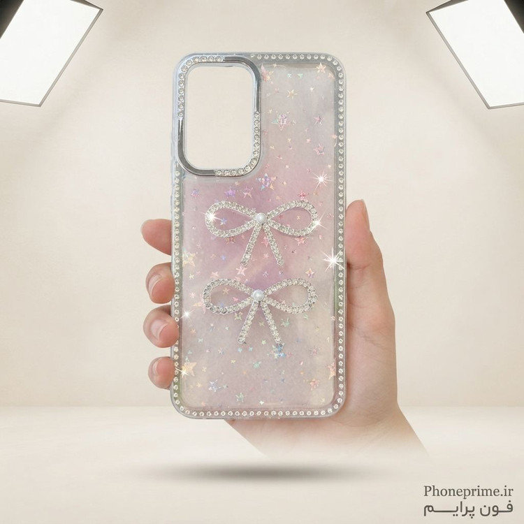 قاب گوشی آیفون iPhone 13 مدل Luxury Shine Star طرح پاپیون جواهری آیفون ۱۳